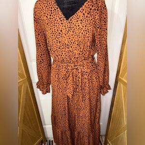 Brown and Black Leopard Print Dress Med